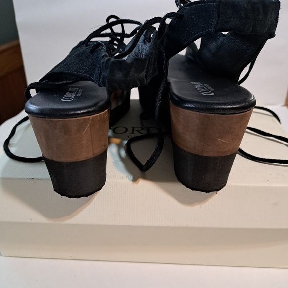 Cordani Calzature Milly Black Cord Lace Up Sling Back Platform Wedge 41 - Picture 5 of 8